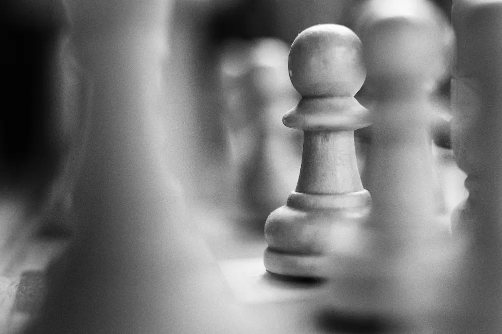 Macro on a chess board pawn